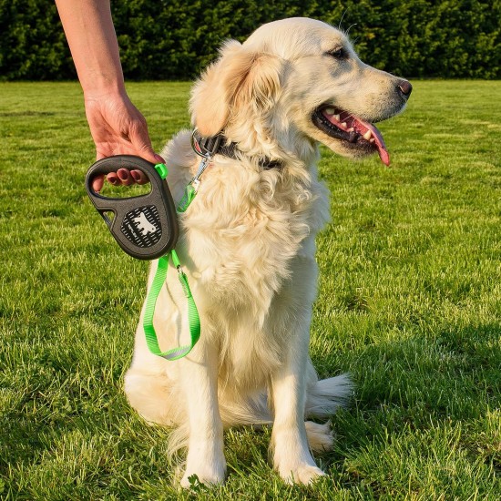 Ferplast Flippy ONE Reflex Reflective Dog Lead for Large Dogs up to 50 kg Extendable Webbing Max 5 m Single Button for Locking and Unlocking Green Ferplast Flippy ONE Reflex Reflective Dog Lead for Large Dogs up to 50 kg Extendable Webbing Max 5 m Single Button for Locking and Unlocking Green
