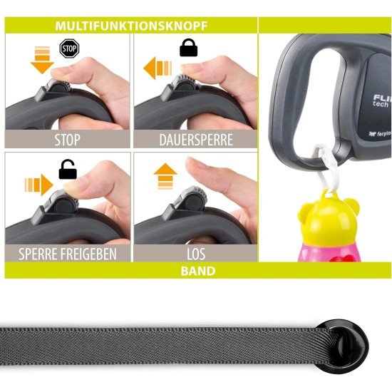 Ferplast Hundeleine FLIPPY TECH, Rollleine große Hunde bis 50 kg. Ausziehbares Gurtband max. 5 m. Einzelner Verriegelungs- und Entriegelungsknopf, schwarz Ferplast Hundeleine FLIPPY TECH, Rollleine große Hunde bis 50 kg. Ausziehbares Gurtband max. 5 m. Einzelner Verriegelungs- und Entriegelungsknopf, schwarz
