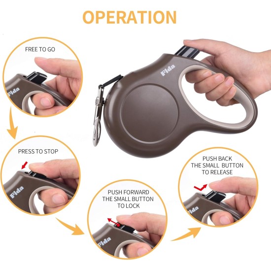 Fida Retractable Dog Leash, 16 ft Dog Walking Leash for Small Dogs up to 26lbs, 360¡ã Tangle Coffee/Brown Fida Retractable Dog Leash, 16 ft Dog Walking Leash for Small Dogs up to 26lbs, 360¡ã Tangle Coffee/Brown