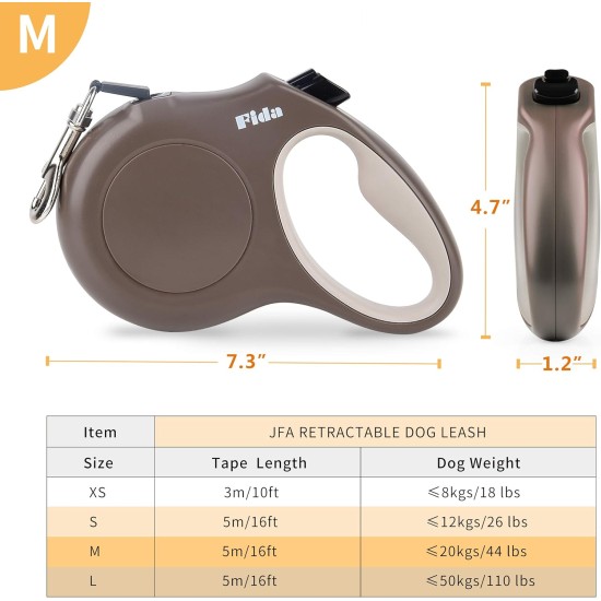 Fida Retractable Dog Leash, 16 ft Dog Walking Leash for Small Dogs up to 26lbs, 360¡ã Tangle Coffee/Brown Fida Retractable Dog Leash, 16 ft Dog Walking Leash for Small Dogs up to 26lbs, 360¡ã Tangle Coffee/Brown