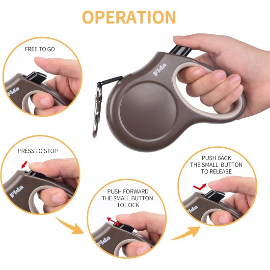 Fida Retractable Dog Leash, 16 ft Dog Walking Leash for Small Dogs up to 26lbs, 360¡ã Tangle Coffee/Brown Fida Retractable Dog Leash, 16 ft Dog Walking Leash for Small Dogs up to 26lbs, 360¡ã Tangle Coffee/Brown