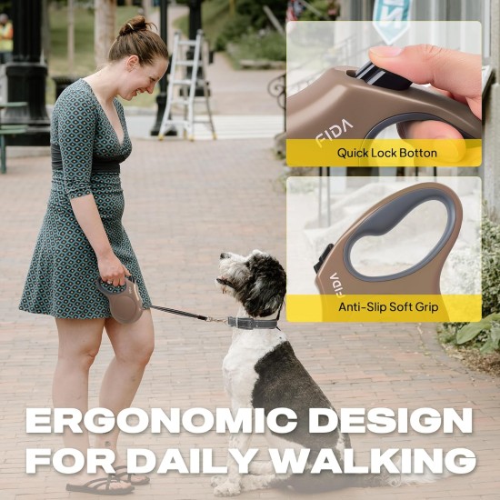 Fida Retractable Dog Leash, 16 ft Dog Walking Leash for Small Dogs up to 26lbs, 360¡ã Tangle Coffee/Brown Fida Retractable Dog Leash, 16 ft Dog Walking Leash for Small Dogs up to 26lbs, 360¡ã Tangle Coffee/Brown