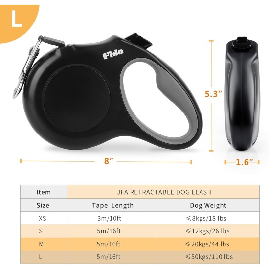 Fida Retractable Dog Leash, 16 ft Dog Walking Leash for Small Dogs up to 26lbs, 360¡ã Tangle Coffee/Brown Fida Retractable Dog Leash, 16 ft Dog Walking Leash for Small Dogs up to 26lbs, 360¡ã Tangle Coffee/Brown