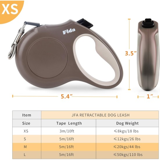 Fida Retractable Dog Leash, 16 ft Dog Walking Leash for Small Dogs up to 26lbs, 360¡ã Tangle Coffee/Brown Fida Retractable Dog Leash, 16 ft Dog Walking Leash for Small Dogs up to 26lbs, 360¡ã Tangle Coffee/Brown