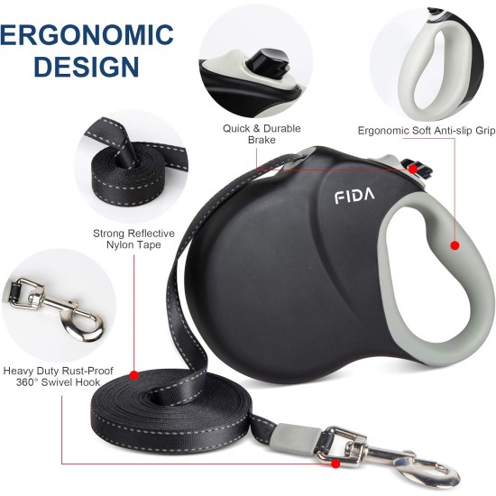 Fida Retractable Dog Leash X-Small Breed, 10 ft Durable Pet Walking Leash for Extra Small Dogs/Cats/Small Animals up to 18lbs, 360¡ã Tangle Coffee/Brown Fida Retractable Dog Leash X-Small Breed, 10 ft Durable Pet Walking Leash for Extra Small Dogs/Cats/Small Animals up to 18lbs, 360¡ã Tangle Coffee/Brown