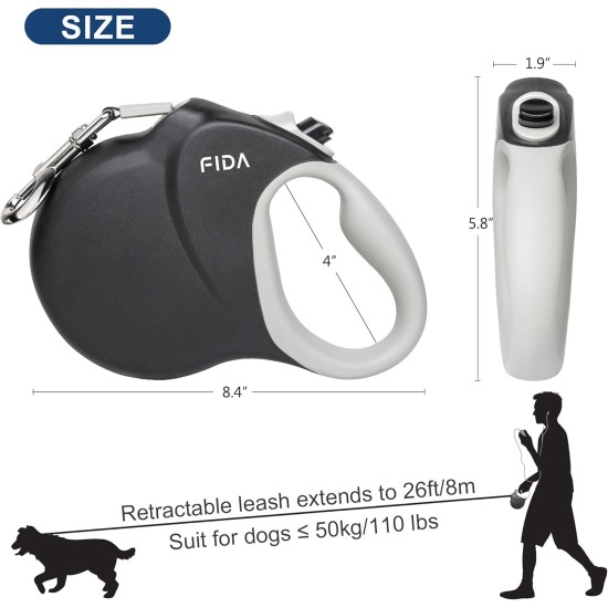 Fida Retractable Dog Leash X-Small Breed, 10 ft Durable Pet Walking Leash for Extra Small Dogs/Cats/Small Animals up to 18lbs, 360¡ã Tangle Coffee/Brown Fida Retractable Dog Leash X-Small Breed, 10 ft Durable Pet Walking Leash for Extra Small Dogs/Cats/Small Animals up to 18lbs, 360¡ã Tangle Coffee/Brown