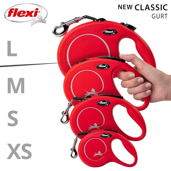 Flexi - Rollleine Classic Band Rot - 8 mtr bis 50 kg Flexi - Rollleine Classic Band Rot - 8 mtr bis 50 kg