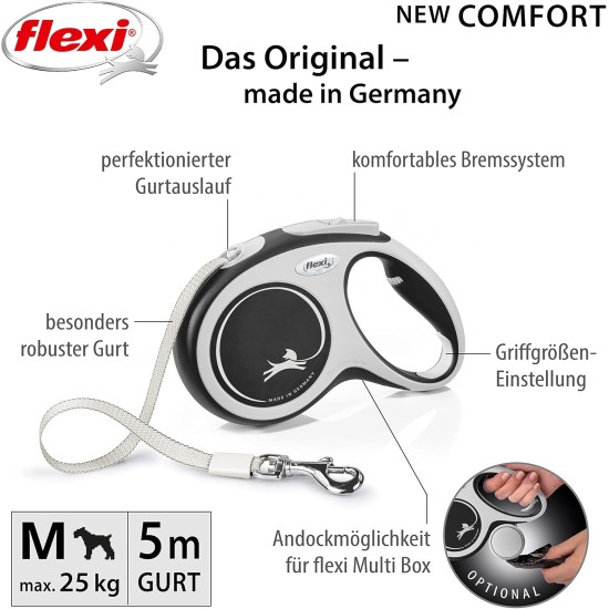 Flexi Comfort Retractable Lead 8 m Black Flexi Comfort Retractable Lead 8 m Black