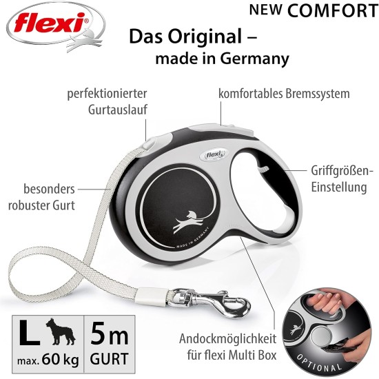 Flexi New Classic L Strap 8 m black for dogs up to 50 kg Flexi New Classic L Strap 8 m black for dogs up to 50 kg