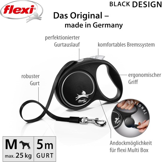 Flexi New Classic L Strap 8 m black for dogs up to 50 kg Flexi New Classic L Strap 8 m black for dogs up to 50 kg