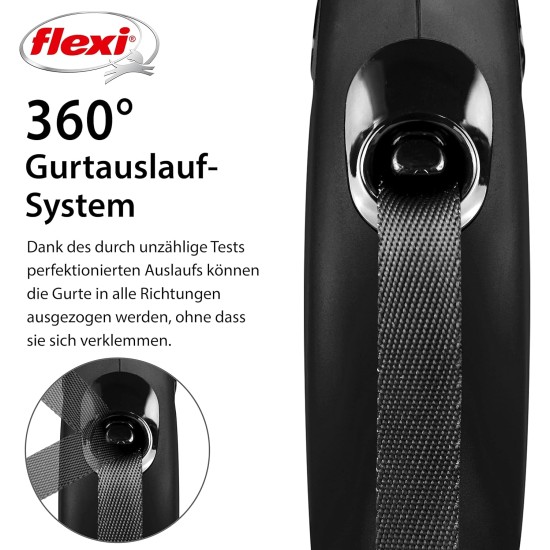 Flexi New Classic S Lead, for Dogs up to 15 kg, 5 m, Black Flexi New Classic S Lead, for Dogs up to 15 kg, 5 m, Black