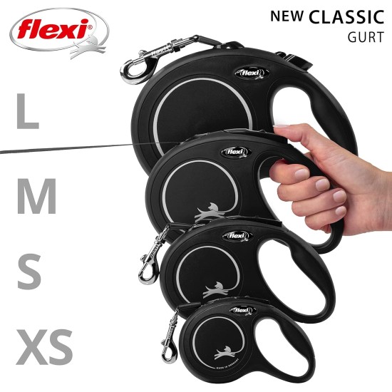 Flexi New Classic S Lead, for Dogs up to 15 kg, 5 m, Black Flexi New Classic S Lead, for Dogs up to 15 kg, 5 m, Black