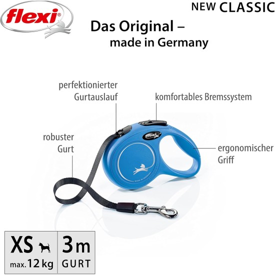 Flexi New Classic S Lead, for Dogs up to 15 kg, 5 m, Black Flexi New Classic S Lead, for Dogs up to 15 kg, 5 m, Black