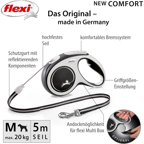 Flexible Retractable Dog Lead with Soft Grip Handle, 3 m / 5 m / 8 m / 8-20 kg Flexible Retractable Dog Lead with Soft Grip Handle, 3 m / 5 m / 8 m / 8-20 kg