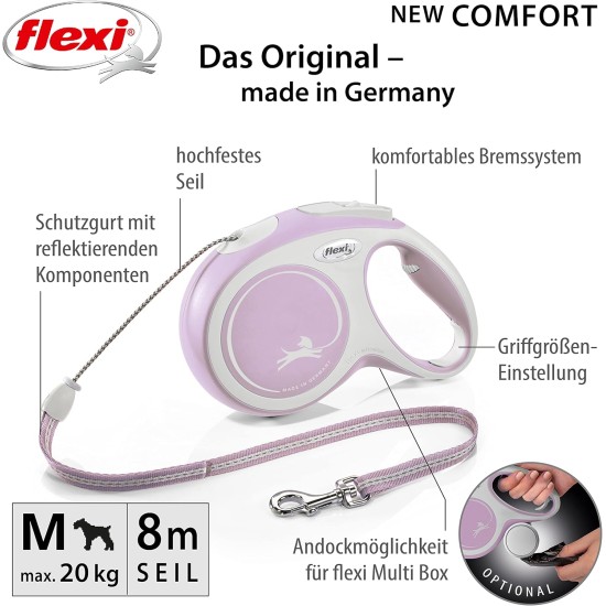 Flexible Retractable Dog Lead with Soft Grip Handle, 3 m / 5 m / 8 m / 8-20 kg Flexible Retractable Dog Lead with Soft Grip Handle, 3 m / 5 m / 8 m / 8-20 kg