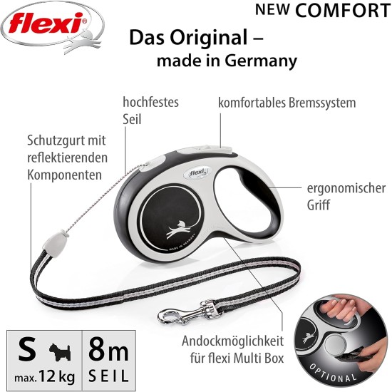 Flexible Retractable Dog Lead with Soft Grip Handle, 3 m / 5 m / 8 m / 8-20 kg Flexible Retractable Dog Lead with Soft Grip Handle, 3 m / 5 m / 8 m / 8-20 kg
