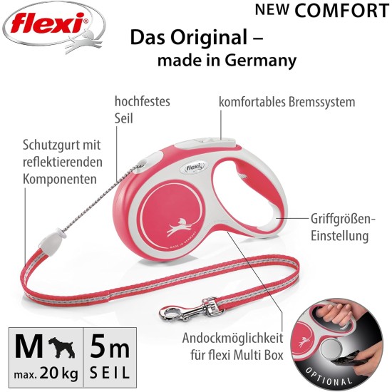 Flexible Retractable Dog Lead with Soft Grip Handle, 3 m / 5 m / 8 m / 8-20 kg Flexible Retractable Dog Lead with Soft Grip Handle, 3 m / 5 m / 8 m / 8-20 kg