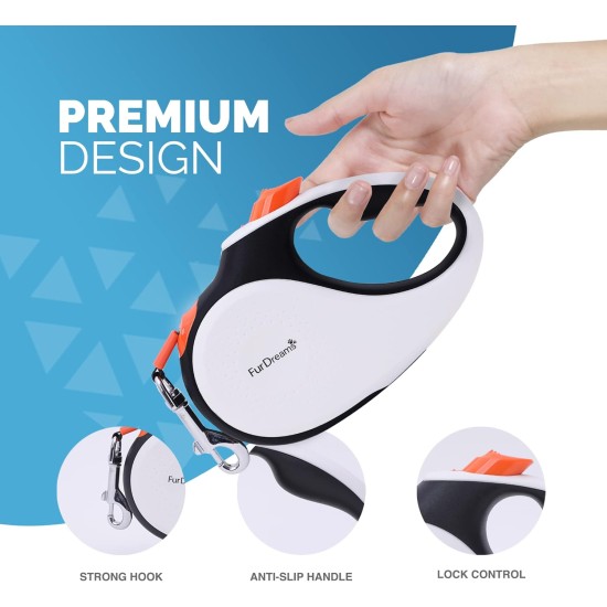 FurDreams Retractable Dog Leash - Heavy Duty Extendable (5m) Lead | Non-Slip Handle with Locking Control | Strong Tangle-Free Nylon Strap & Collar Hook (Blue, Large) FurDreams Retractable Dog Leash - Heavy Duty Extendable (5m) Lead | Non-Slip Handle with Locking Control | Strong Tangle-Free Nylon Strap & Collar Hook (Blue, Large)