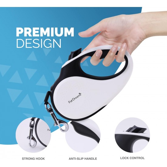 FurDreams Retractable Dog Leash - Heavy Duty Extendable (5m) Lead | Non-Slip Handle with Locking Control | Strong Tangle-Free Nylon Strap & Collar Hook (Black, Small) FurDreams Retractable Dog Leash - Heavy Duty Extendable (5m) Lead | Non-Slip Handle with Locking Control | Strong Tangle-Free Nylon Strap & Collar Hook (Black, Small)
