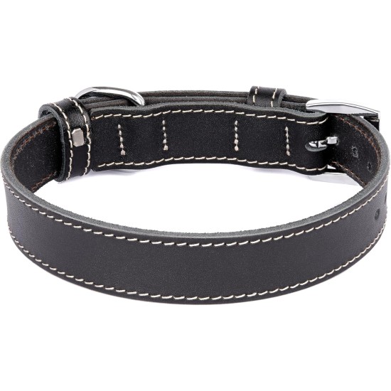 Genuine Leather Adjustable Dog Collar for Small Large Dogs (XS: Neck 20-30cm, Black) Genuine Leather Adjustable Dog Collar for Small Large Dogs (XS: Neck 20-30cm, Black)