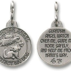 Guardian Angel Dog Pet Guard 2.5 cm Pewter Medal Pendant Collar Charm