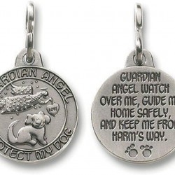 Guardian Angel Dog Pet Guard 2.5 cm Pewter Medal Pendant Collar Charm