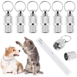 HABNI 6 Stück Personalisierte Adressanhänger Für Hunde Katzen, Hundehalsbandanhänger Mit Schlüsselring, Wasserdichte Haustiere Hunde Katzen Zubehör, Adresskapsel Für Haustiere, Katzen, Hunde