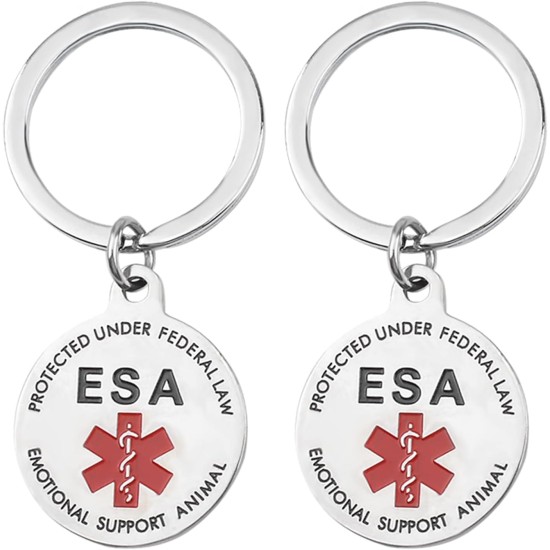 HACRAHO Dog Tags, 2 Pack Stainless Steel Emotional Support Animal Round Hanging Durable Pet ID Tags for Emotional Support HACRAHO Dog Tags, 2 Pack Stainless Steel Emotional Support Animal Round Hanging Durable Pet ID Tags for Emotional Support