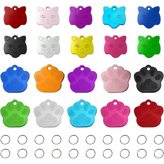 HACRAHO Personalised Dog Tags, 20 Pieces Engraved Dog Tags with Cute Patterns, Aluminum Colorful Pet Name Tag with 20 Key Rings for Dogs and Cats HACRAHO Personalised Dog Tags, 20 Pieces Engraved Dog Tags with Cute Patterns, Aluminum Colorful Pet Name Tag with 20 Key Rings for Dogs and Cats