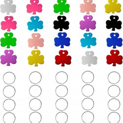 HACRAHO Pet ID Tag, 20 Pieces Colorful Double Sided Pet Name Phone Numbers ID Tag Blank Aluminum Dog Tags with 20 Key Rings for Dogs and Cats, Four Leaf Clover Shape