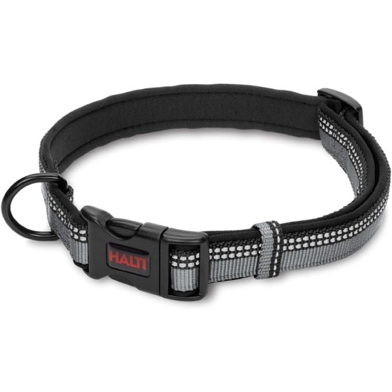 HALTI Comfort Collar - Dog Collar with Neoprene Padding, 3M Reflective Fabric and Adjustable Strap, Suitable for Medium Dogs (Medium, Black)