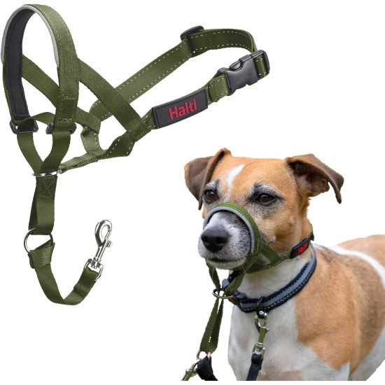 HALTI Head Harness - Prevents Your Dog from Pulling on the Lead, Easy Adjustment, Lightweight, with Padded Noseband, Anti-Pull Collar for Small Dogs (Size 1, Forest Green) HALTI Head Harness - Prevents Your Dog from Pulling on the Lead, Easy Adjustment, Lightweight, with Padded Noseband, Anti-Pull Collar for Small Dogs (Size 1, Forest Green)