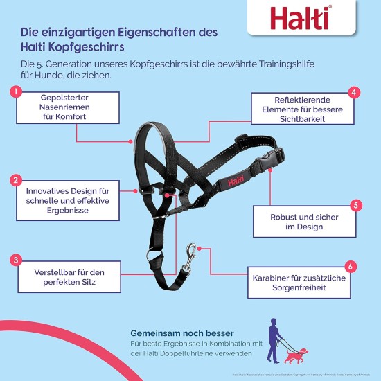 HALTI Head Harness - Prevents Your Dog from Pulling on the Lead, Easy Adjustment, Lightweight, with Padded Noseband, Anti-Pull Collar for Small Dogs (Size 1, Forest Green) HALTI Head Harness - Prevents Your Dog from Pulling on the Lead, Easy Adjustment, Lightweight, with Padded Noseband, Anti-Pull Collar for Small Dogs (Size 1, Forest Green)