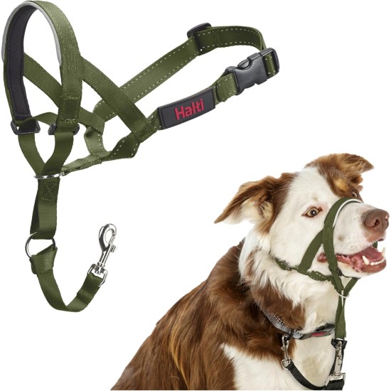 HALTI Head Harness - Prevents Your Dog from Pulling on the Lead, Easy Adjustment, Lightweight, with Padded Noseband, Anti-Pull Collar for Small Dogs (Size 1, Forest Green) HALTI Head Harness - Prevents Your Dog from Pulling on the Lead, Easy Adjustment, Lightweight, with Padded Noseband, Anti-Pull Collar for Small Dogs (Size 1, Forest Green)