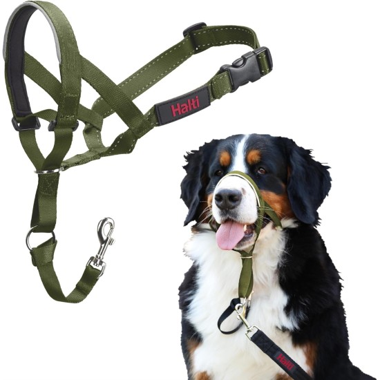 HALTI Head Harness - Prevents Your Dog from Pulling on the Lead, Easy Adjustment, Lightweight, with Padded Noseband, Anti-Pull Collar for Small Dogs (Size 1, Forest Green) HALTI Head Harness - Prevents Your Dog from Pulling on the Lead, Easy Adjustment, Lightweight, with Padded Noseband, Anti-Pull Collar for Small Dogs (Size 1, Forest Green)