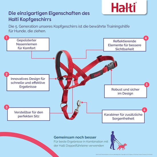 HALTI Head Harness - Prevents Your Dog from Pulling on the Lead, Easy Adjustment, Lightweight, with Padded Noseband, Anti-Pull Collar for Small Dogs (Size 1, Forest Green) HALTI Head Harness - Prevents Your Dog from Pulling on the Lead, Easy Adjustment, Lightweight, with Padded Noseband, Anti-Pull Collar for Small Dogs (Size 1, Forest Green)