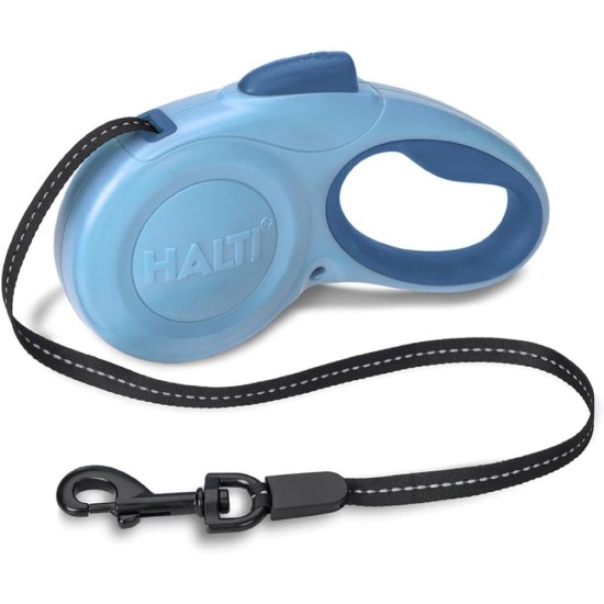 HALTI Retractable Dog Lead with Reflective Fabric, Ergonomic Soft Gel Handle and Patented Single Step Lock. Suitable for Medium Dogs (Medium, Black) HALTI Retractable Dog Lead with Reflective Fabric, Ergonomic Soft Gel Handle and Patented Single Step Lock. Suitable for Medium Dogs (Medium, Black)