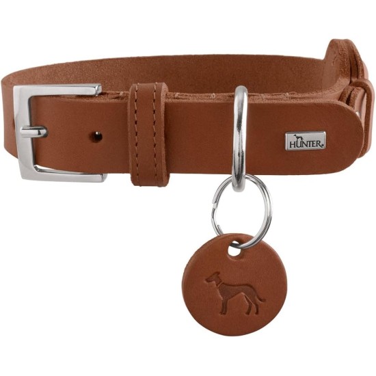 HUNTER VIBORG Dog Collar with Holder for Apple AirTag, Colour: Black, Robust and Soft Cowhide Leather, Integrated AirTag Holder, High Quality, Made in Germany, Size: 55 HUNTER VIBORG Dog Collar with Holder for Apple AirTag, Colour: Black, Robust and Soft Cowhide Leather, Integrated AirTag Holder, High Quality, Made in Germany, Size: 55
