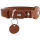 HUNTER VIBORG Dog Collar with Holder for Apple AirTag, Colour: Cognac, Robust and Soft Cowhide Leather, Integrated AirTag Holder, High Quality, Made in Germany, Size: 45