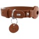 HUNTER VIBORG Dog Collar with Holder for Apple AirTag, Colour: Cognac, Robust and Soft Cowhide Leather, Integrated AirTag Holder, High Quality, Made in Germany, Size: 45