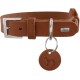 HUNTER VIBORG Dog Collar with Holder for Apple AirTag, Colour: Cognac, Robust and Soft Cowhide Leather, Integrated AirTag Holder, High Quality, Made in Germany, Size: 45