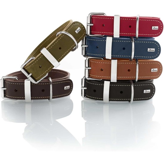 Hunter Aalborg Special Dog Collar with Robust Soft Cowhide Leather and Stylish Stitching Hunter Aalborg Special Dog Collar with Robust Soft Cowhide Leather and Stylish Stitching