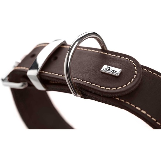 Hunter Aalborg Special Dog Collar with Robust Soft Cowhide Leather and Stylish Stitching Hunter Aalborg Special Dog Collar with Robust Soft Cowhide Leather and Stylish Stitching