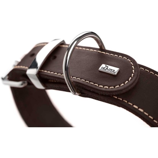 Hunter Aalborg Special Dog Collar with Robust Soft Cowhide Leather and Stylish Stitching Hunter Aalborg Special Dog Collar with Robust Soft Cowhide Leather and Stylish Stitching