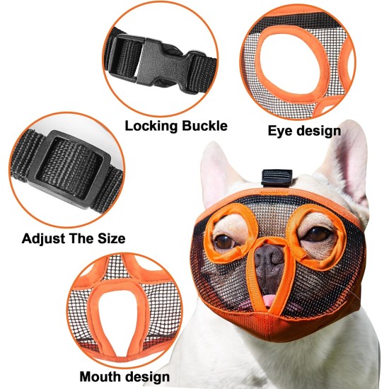 JYHY Short Snout Dog Muzzle Adjustable Breathable Mesh Bulldog Muzzle for Biting Chewing Barking Training Dog Mask Size S (23-31cm), Green JYHY Short Snout Dog Muzzle Adjustable Breathable Mesh Bulldog Muzzle for Biting Chewing Barking Training Dog Mask Size S (23-31cm), Green