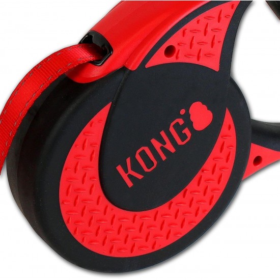 KONG Roll Out Terrain Dog Lead, Pink, Long Lead for Dogs, High-Quality Retractable Lead with Break & Lock System, Reflective & Wide Strap, Length 5 m, Size L up to 50 kg KONG Roll Out Terrain Dog Lead, Pink, Long Lead for Dogs, High-Quality Retractable Lead with Break & Lock System, Reflective & Wide Strap, Length 5 m, Size L up to 50 kg