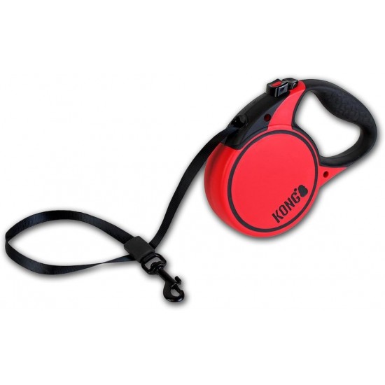 KONG Roll Out Terrain Dog Lead, Pink, Long Lead for Dogs, High-Quality Retractable Lead with Break & Lock System, Reflective & Wide Strap, Length 5 m, Size L up to 50 kg KONG Roll Out Terrain Dog Lead, Pink, Long Lead for Dogs, High-Quality Retractable Lead with Break & Lock System, Reflective & Wide Strap, Length 5 m, Size L up to 50 kg