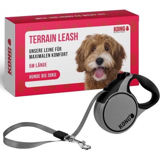 KONG Roll Out Terrain Dog Lead, Pink, Long Lead for Dogs, High-Quality Retractable Lead with Break & Lock System, Reflective & Wide Strap, Length 5 m, Size L up to 50 kg KONG Roll Out Terrain Dog Lead, Pink, Long Lead for Dogs, High-Quality Retractable Lead with Break & Lock System, Reflective & Wide Strap, Length 5 m, Size L up to 50 kg