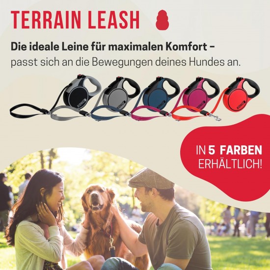 KONG Roll Out Terrain Dog Lead, Pink, Long Lead for Dogs, High-Quality Retractable Lead with Break & Lock System, Reflective & Wide Strap, Length 5 m, Size L up to 50 kg KONG Roll Out Terrain Dog Lead, Pink, Long Lead for Dogs, High-Quality Retractable Lead with Break & Lock System, Reflective & Wide Strap, Length 5 m, Size L up to 50 kg