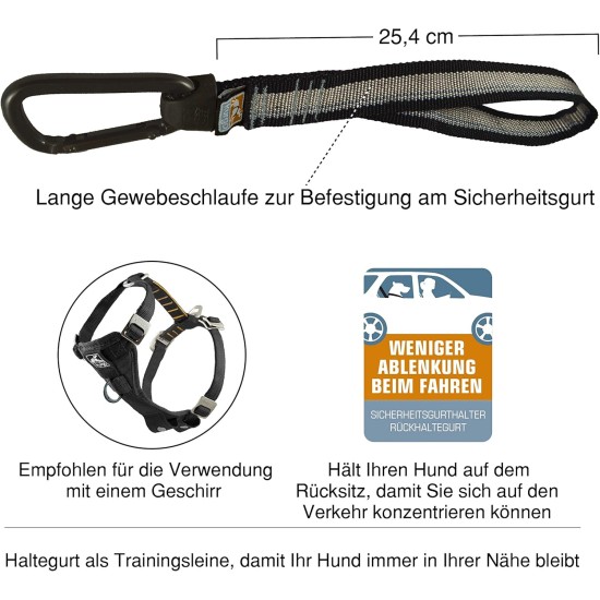 Kurgo Car Safety Tether for Dogs with Carabiner Clip, Connects Harness to Seatbelt, One Size, Black/Blue, Dog Seatbelt Loop, 01187 Kurgo Car Safety Tether for Dogs with Carabiner Clip, Connects Harness to Seatbelt, One Size, Black/Blue, Dog Seatbelt Loop, 01187